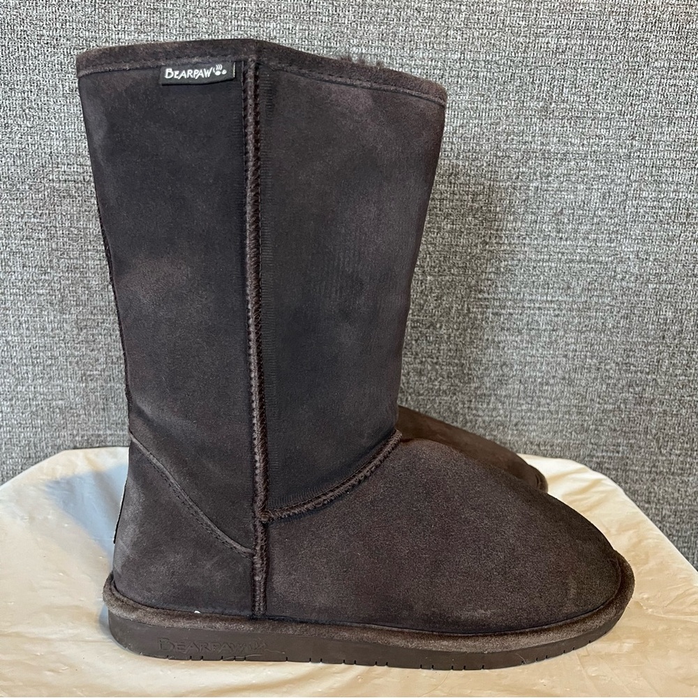 BearPaw Women’s Elle Tall Classic Brown Suede Boots Sz 11 Winter Preppy Comfort